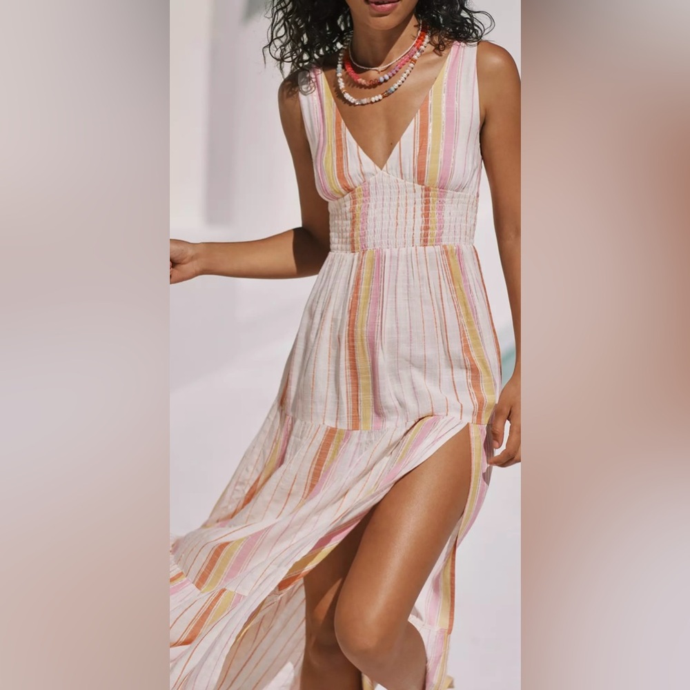 L*Space Sleeveless Lilikoi Midi dress Multicolor Stripes Size Large
